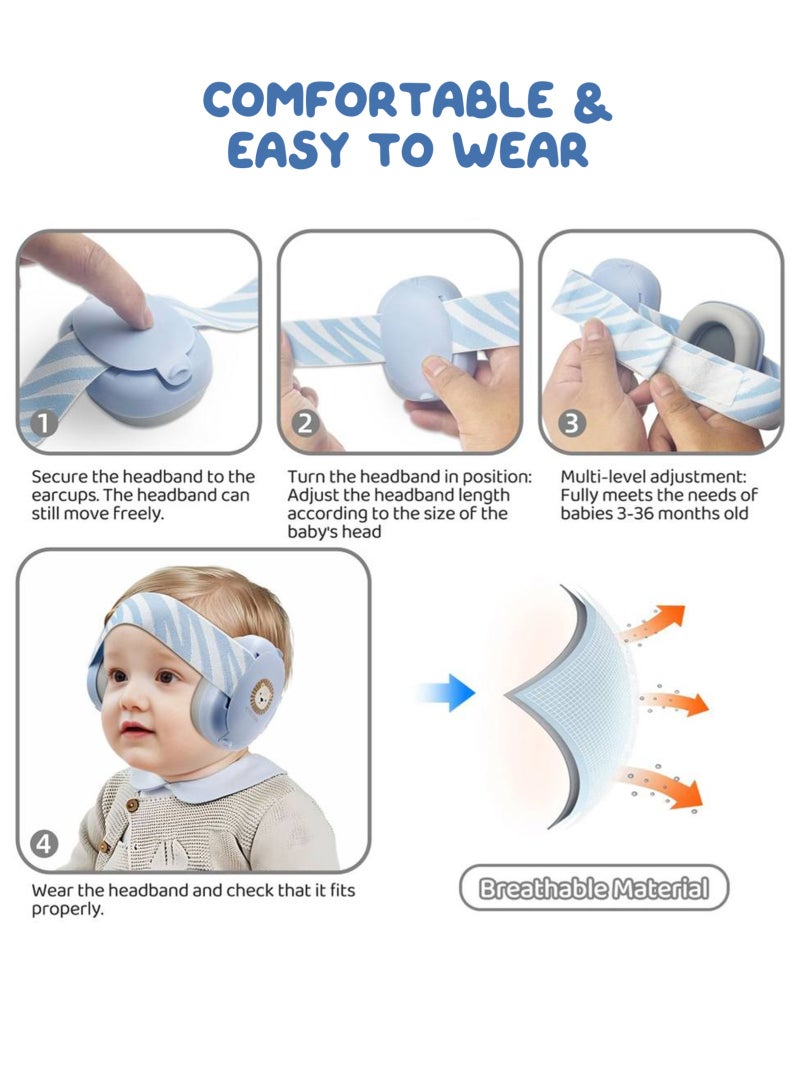 URbazaar Baby EarMuffs Baby Ear Protection for Babies and Toddlers up to 36 Months Comfortable Baby Headphones Prevent Hearing Damage Improve Sleep - Image 5