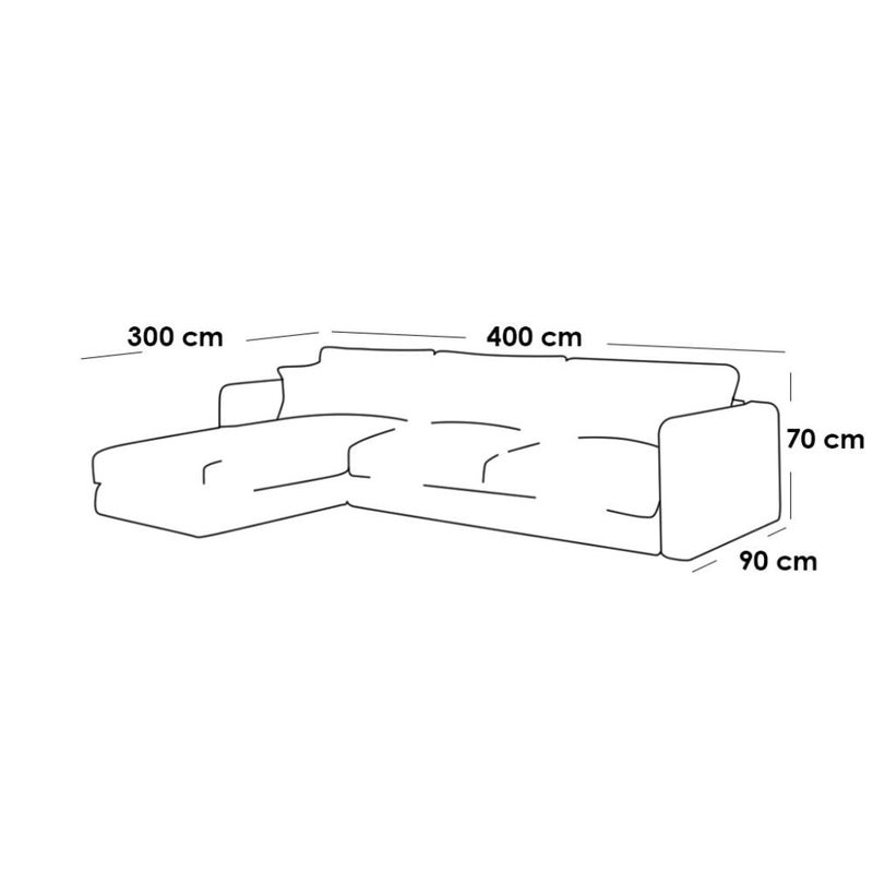 Betak Corner sofa made of suede wood and linen fabric - beige - Image 2