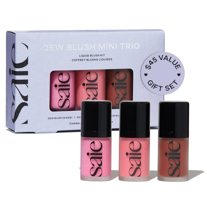 Saie Dew Liquid Blush for Cheeks Trio - Hydrating Cream Blush Stick Set with a Blendable + Buildable Formula - Skincare Infused Dewy Face Blushes for a Natural Flush - Baby, Sweetie, & Spicy (3 Count) - Image 1