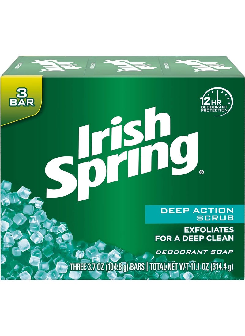 Irish Spring - Irish Spring Deep Action Scrub Deodorant Soap by 3 Count Fresh 111 Oz Packaging may Vary - Image 1