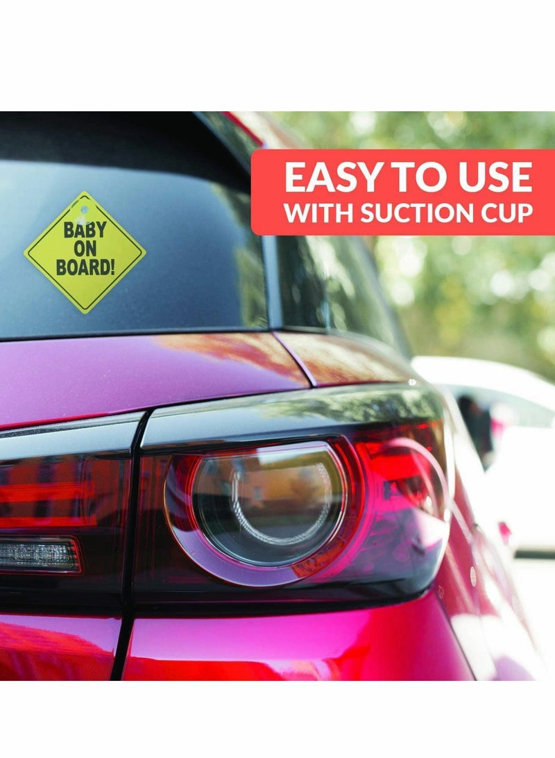 KASTWAVE 2 Pcs Baby on Board Signs, Kids Safety Warning, Baby on Board Stickers, Premium PP with Powerful Suction Cups for Car - Image 4