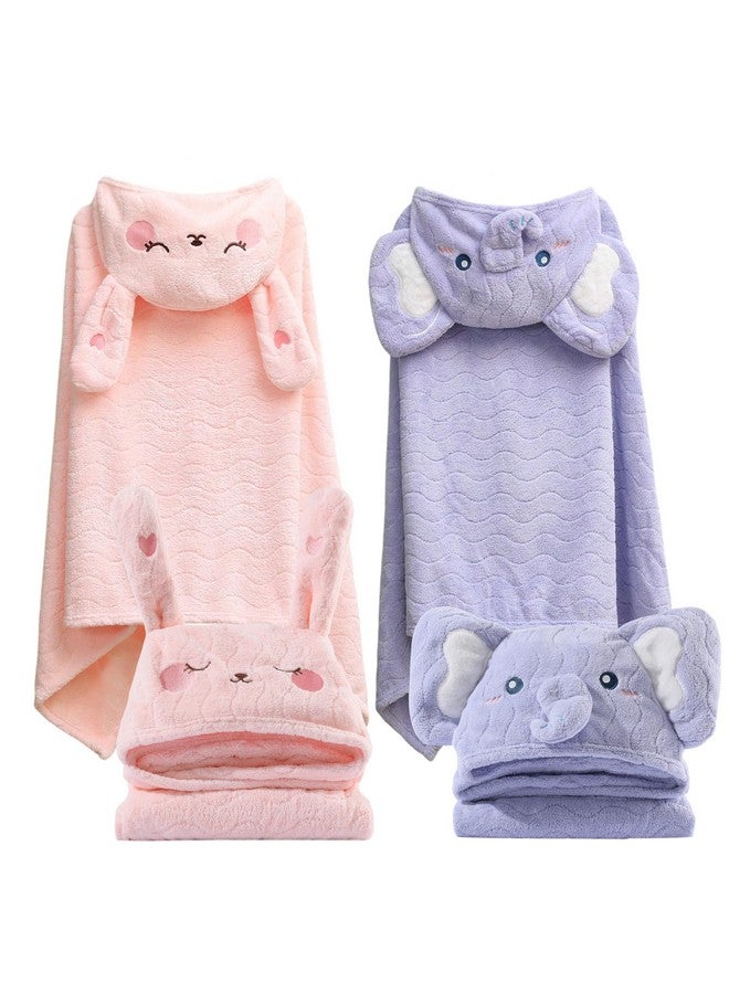 kmilro kmilro Toddler Towels with Hood for Boys Girls 0-6 Years 2-Pack Hooded Baby Bath Towels for Kids 27.5"X55" Ultra Absorbent Soft Thick Toddler Bath Towel Baby Beach Towel Bathrobe Toallas para Bebe 