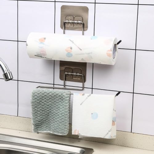 RECLUSE Pack of 2 Stainless Steel Toilet Paper Roll Holder with Magic Sticker Pad | Tissue roll Hanger | Stainless Steel Washable Stick Hook Rack Bathroom & Kitchen Storage Accessories Wall Mounted - Image 2