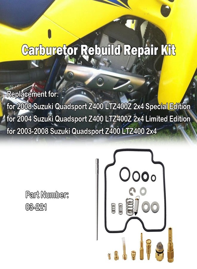 munirater Carburetor Carb Rebuild Repair Kit Replacement for 2003-2008 Suzuki Quadsport Z400 LTZ400 2x4 03-221 - Image 2