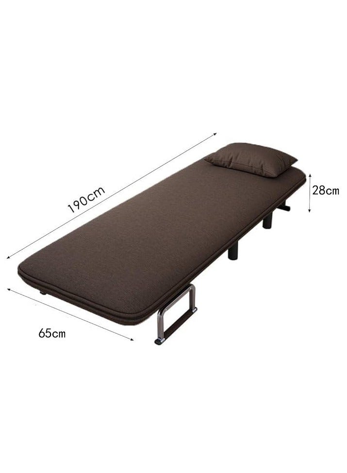 XiuWoo Convertible Chair Bed, Tri-Fold Sofa Bed with Adjustable Backrest & Pillow, Leisure Chaise Lounge Couch with Sturdy Steel Frame for Home & Office, Comfortable Sleeper Chair 65 * 190cm Coffee  - Image 2