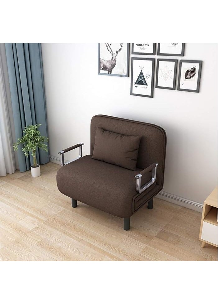 XiuWoo Convertible Chair Bed, Tri-Fold Sofa Bed with Adjustable Backrest & Pillow, Leisure Chaise Lounge Couch with Sturdy Steel Frame for Home & Office, Comfortable Sleeper Chair 65 * 190cm Coffee  - Image 5