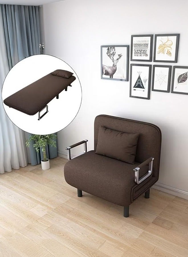 XiuWoo Convertible Chair Bed, Tri-Fold Sofa Bed with Adjustable Backrest & Pillow, Leisure Chaise Lounge Couch with Sturdy Steel Frame for Home & Office, Comfortable Sleeper Chair 65 * 190cm Coffee  - Image 1