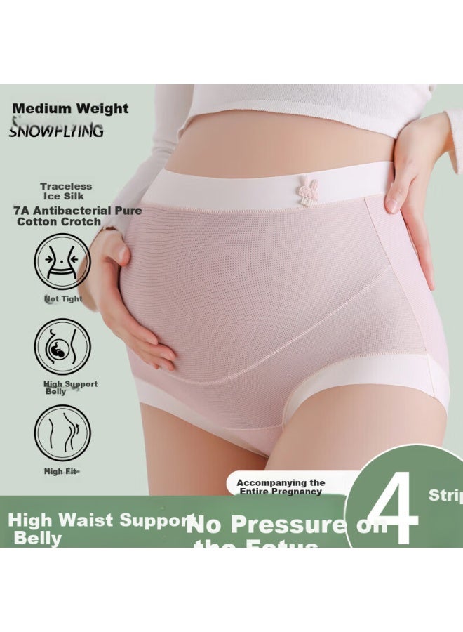 Snowflying Maternity Underwear For Women, Ice Silk 7a Antibacterial Pure Cotton Crotch High-waist Belly Support Pregnancy Early Middle Late Stage Postpartum Plus Size Shorts - Image 1