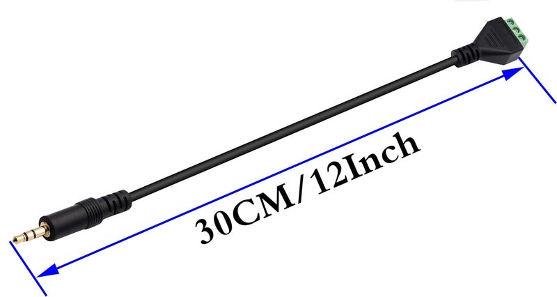 zdyCGTime 3.5mm Screw Terminal Block Cable 3.5mm (1/8inch) Stereo Audio Male to 3 Pin/Way Female Bolt Screw AV Headphone Type Adapter Cable（30CM/2Packs)(3Pole/M) - Image 2