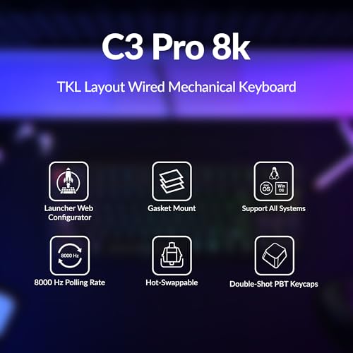 Keychron C3 Pro TKL 80% Wired Mechanical Keyboard, 8K Polling Rate, QMK/VIA Programmable, Hot-Swappable, RGB Backlit Shine-Through Keycaps, Super Brown Switch, for Windows/Mac - Image 2