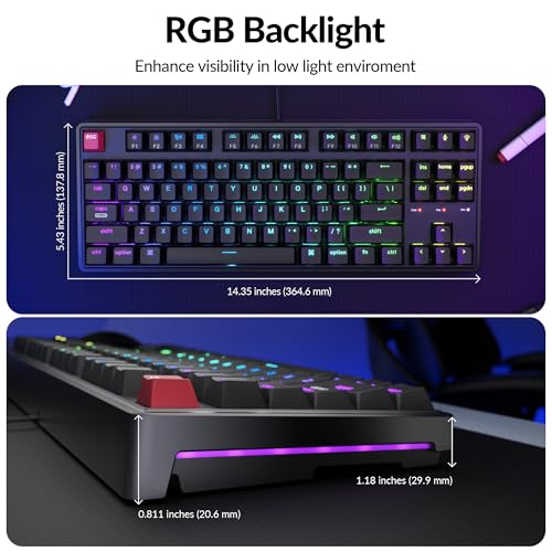 Keychron C3 Pro TKL 80% Wired Mechanical Keyboard, 8K Polling Rate, QMK/VIA Programmable, Hot-Swappable, RGB Backlit Shine-Through Keycaps, Super Brown Switch, for Windows/Mac - Image 4
