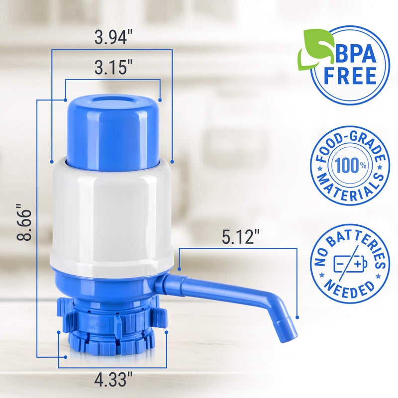 Hotfrost Manual Water Pump For 5 Gallon Bottle - Hand Pressure Water Dispenser - Secure Fit On Crown Top Jugs - 3 Tube Lengths  Protective Spout Cap  Cleaning Brush  Bpa-Free Food-Grade Materials - Image 4