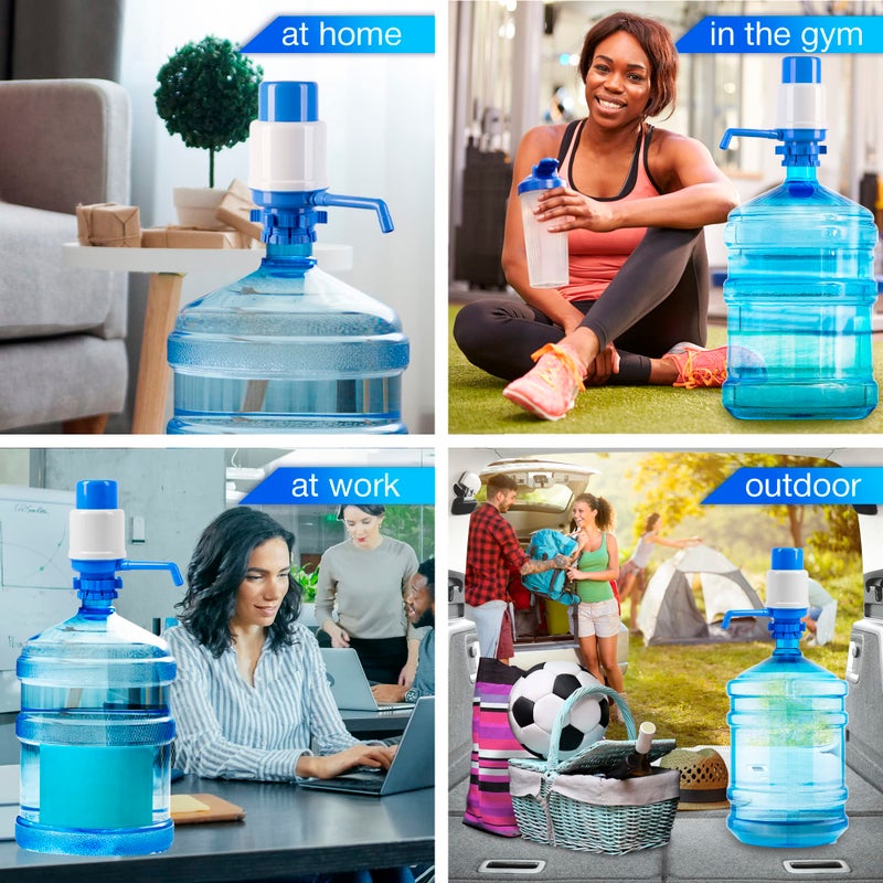 Hotfrost Manual Water Pump For 5 Gallon Bottle - Hand Pressure Water Dispenser - Secure Fit On Crown Top Jugs - 3 Tube Lengths  Protective Spout Cap  Cleaning Brush  Bpa-Free Food-Grade Materials - Image 3