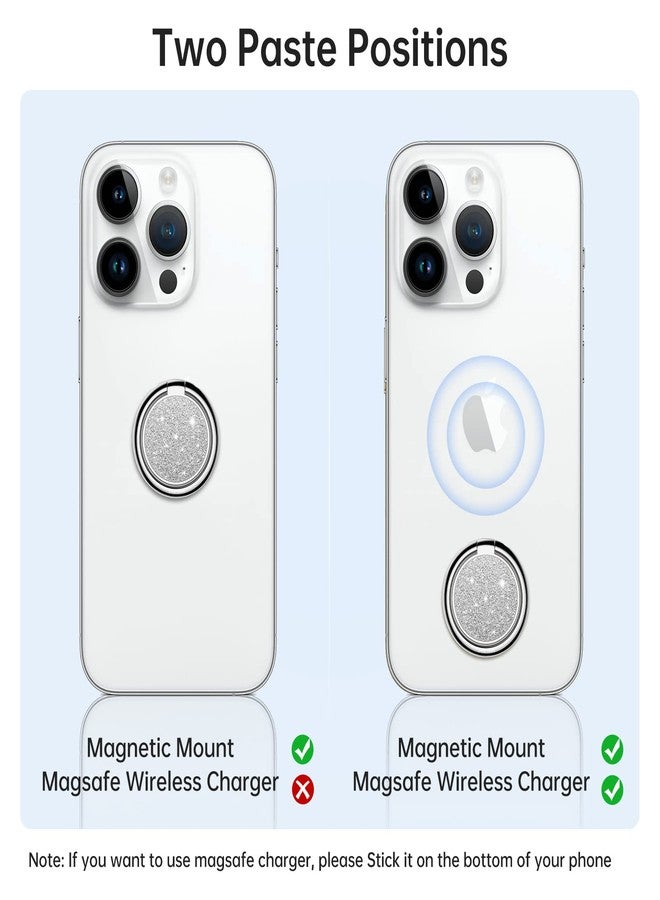 Syncwire Cell Phone Ring Holder Stand, Bling Bling Finger Ring Kickstand 360° Rotation Sparkle Phone Grip for Magnetic Car Mount Compatible with iPhone,Samsung,Pixel, All Smartphones - Glitter Silver - Image 4