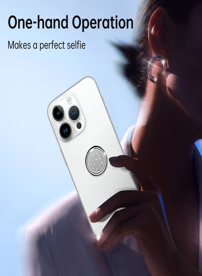 Syncwire Cell Phone Ring Holder Stand, Bling Bling Finger Ring Kickstand 360° Rotation Sparkle Phone Grip for Magnetic Car Mount Compatible with iPhone,Samsung,Pixel, All Smartphones - Glitter Silver - Image 5