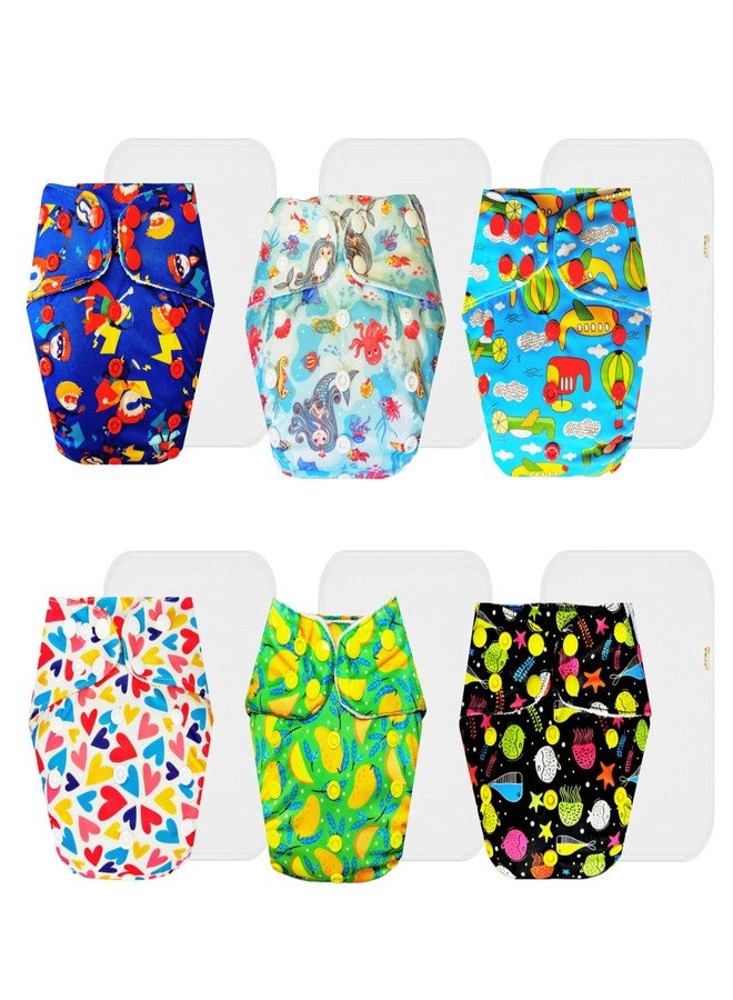 Dumbledo Premium Cloth Diaper with Cotton Insert (Pack of 6) | Snug Fit | Reusable & Washable | Quick Dry | Trusted by Moms | 3 Months - 3 Years | Unisex Baby - Image 1