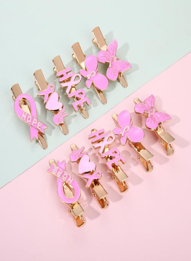NLCAC 10 Pack Pink Ribbon Hair Clip for Women Breast Cancer Awareness Accessories Pink Ribbon Hope Heart Butterfly Hair Clip Barrettes Breast Cancer Support Survivor Gifts - Image 3