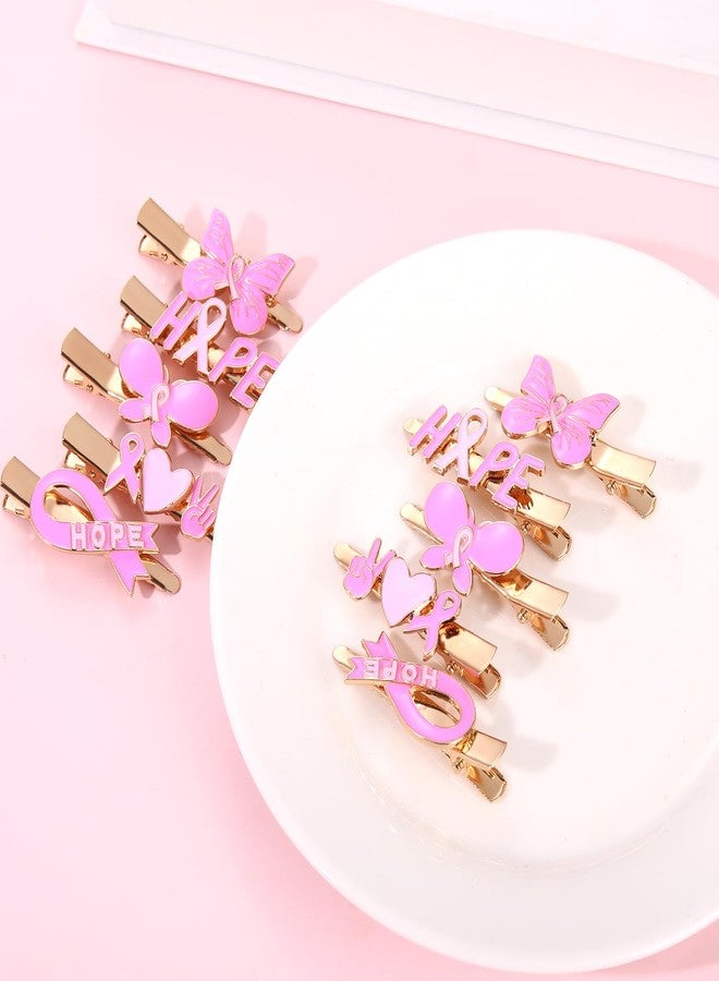 NLCAC 10 Pack Pink Ribbon Hair Clip for Women Breast Cancer Awareness Accessories Pink Ribbon Hope Heart Butterfly Hair Clip Barrettes Breast Cancer Support Survivor Gifts - Image 4