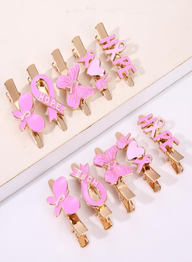 NLCAC 10 Pack Pink Ribbon Hair Clip for Women Breast Cancer Awareness Accessories Pink Ribbon Hope Heart Butterfly Hair Clip Barrettes Breast Cancer Support Survivor Gifts - Image 2