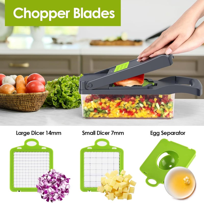 Putsea Vegetable Chopper Pro – 7 Stainless Steel Blades for Veggie chopper– Ergonomic Kitchen Gadget with Container, Easy Clean, Time Saving Mandoline Slicer Vegetable Cutter and Dicers - Image 4