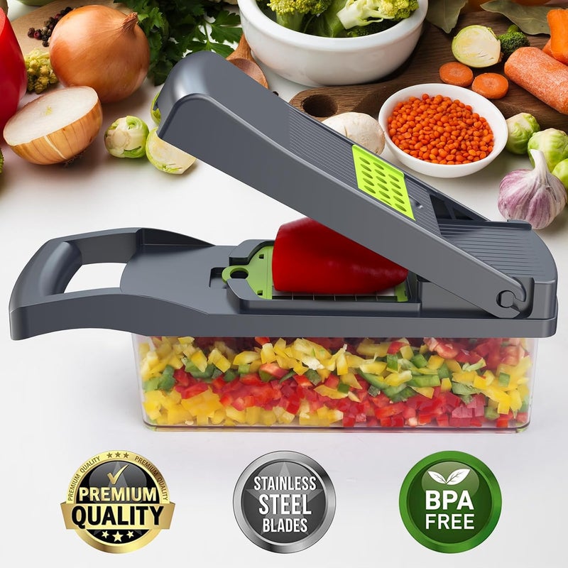 Putsea Vegetable Chopper Pro – 7 Stainless Steel Blades for Veggie chopper– Ergonomic Kitchen Gadget with Container, Easy Clean, Time Saving Mandoline Slicer Vegetable Cutter and Dicers - Image 3