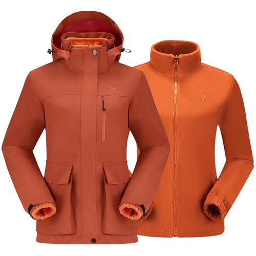 CAMEL CROWN Women's Ski Jacket 3 in 1 Winter Jacket Waterproof Jacket Windbreaker Snow Coat with Inner Warm Fleece Coat for Hiking Cycling Travel - Image 1
