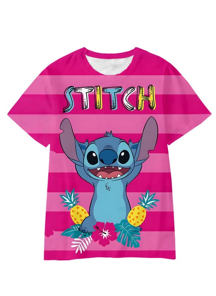 STITCH Summer cute cartoon Stitch boys and girls printed short-sleeved  130cm  - Image 1