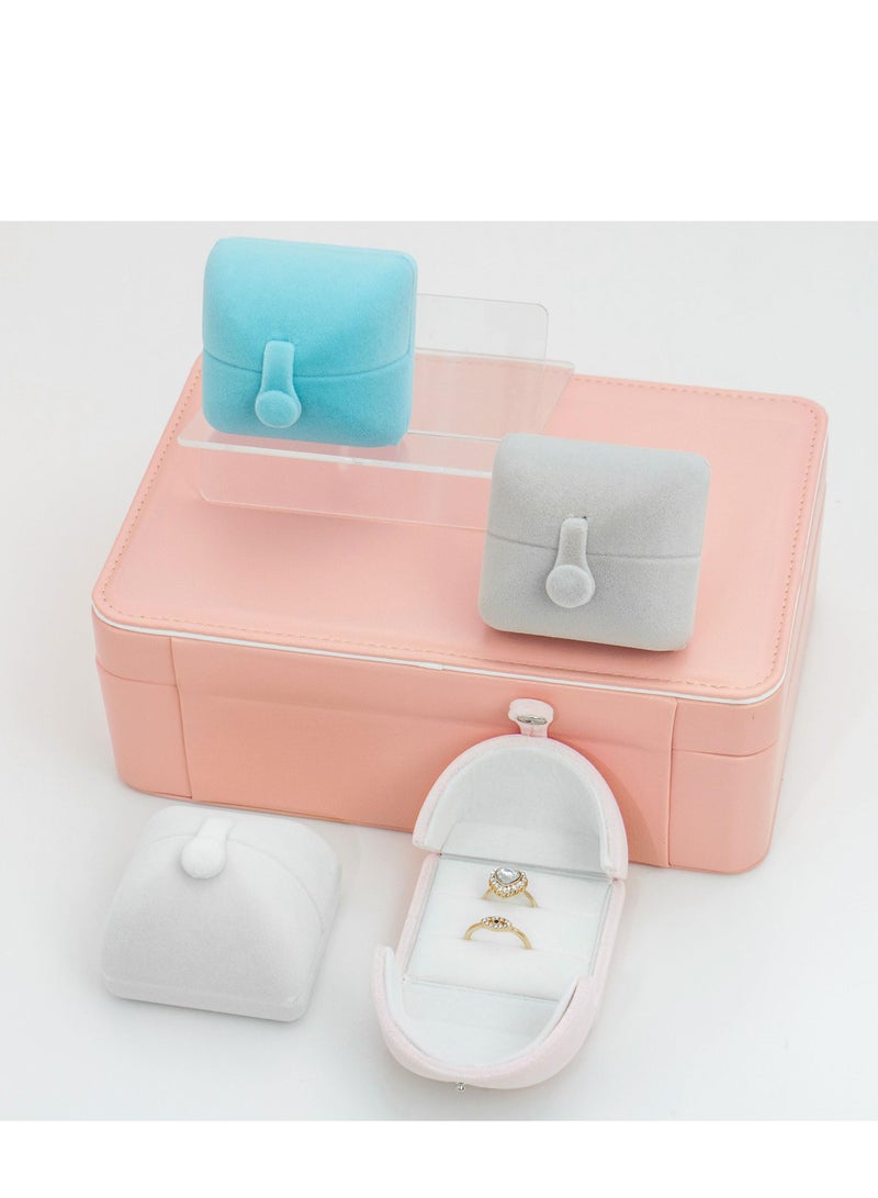 Excefore Earrings Brooches Pins Rings Box, Rings Box,Jewelry Travel Case, Double Openings and Button Locks Ring Display Holder, for Proposal Engagement Wedding Ceremony (Blue) - Image 5
