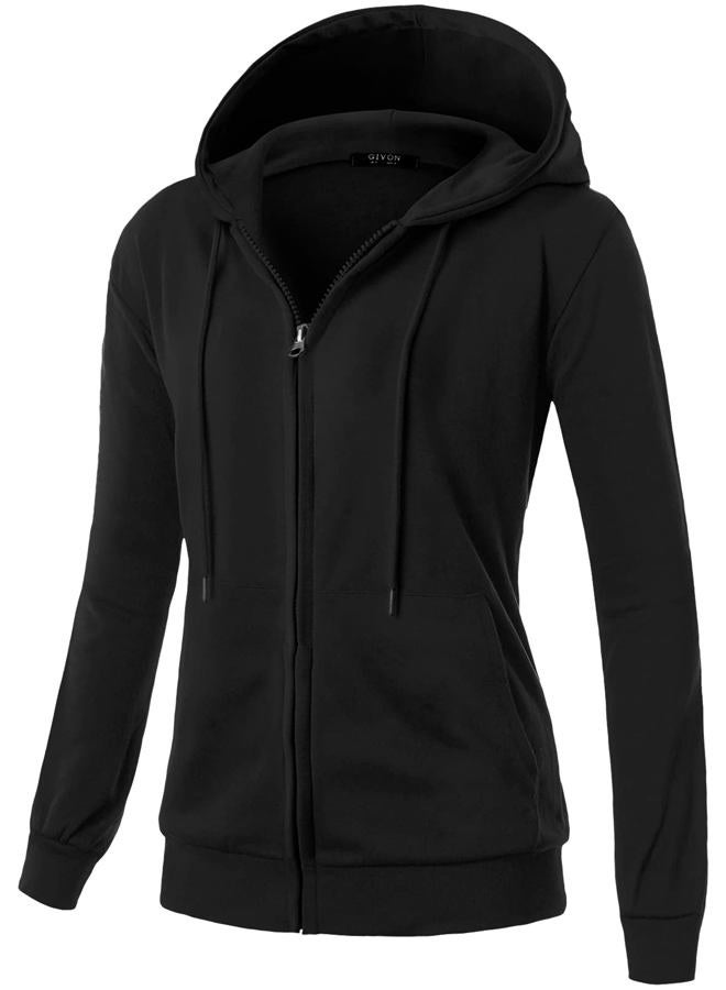 GIVON womens Modern/Fitted Hooded Sweatshirt, Inside Pocket (Dcf230)-black, S - Image 1