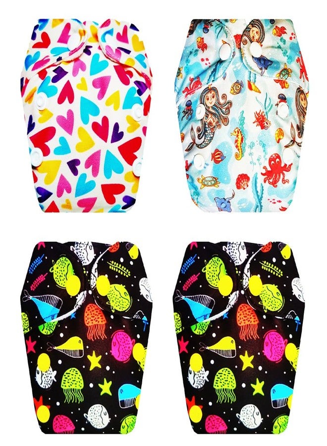 حفاضات قماشية فاخرة من دمبلدو للأطفال حديثي الولادة مع حشوة داخلية (عبوة من 4 قطع) | شعور بالجفاف والراحة | قابلة لإعادة الاستخدام والغسل | سهلة التنظيف | موثوق بها من قبل الأمهات | من 0 إلى 4 أشهر | للجنسين - Image 1