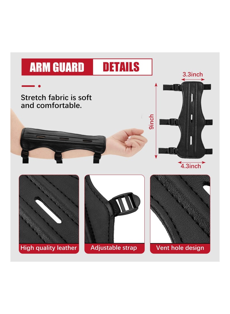 Y&D 2 PACK Archery Arm Guard For Hunting And Target Shooting Adjustable Wrist With Three Straps Leather Pu Bracer Adult Archers Bow Finger for Compound Recurve Shoo - Image 4