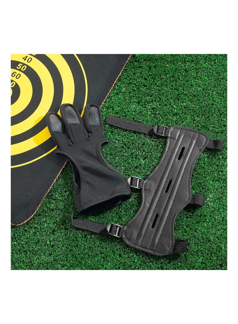 Y&D 2 PACK Archery Arm Guard For Hunting And Target Shooting Adjustable Wrist With Three Straps Leather Pu Bracer Adult Archers Bow Finger for Compound Recurve Shoo - Image 2