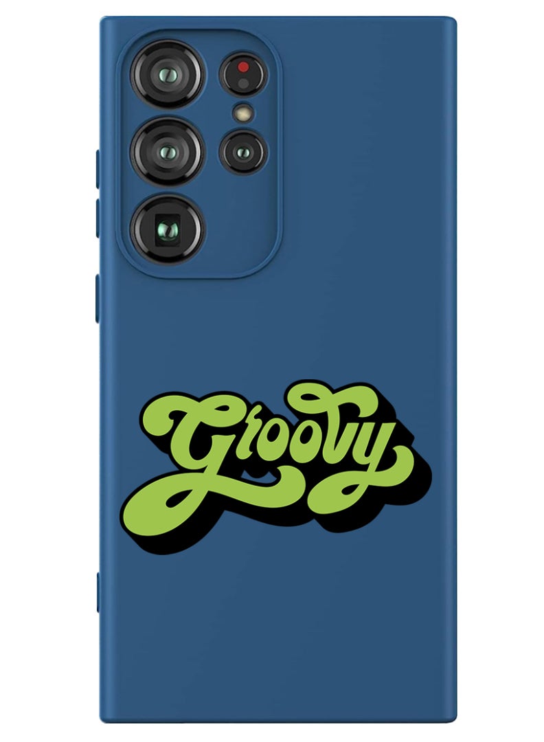 Theodor Protective Slim Fit Case Liquid Silicone Cover with Full Body Protection Anti-Scratch Shockproof Case For Samsung Galaxy S24 Ultra (Blue) - Groovy-01 - Image 1