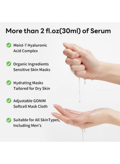 GONIM GONIM Moist-7 Complex Hyaluronic Acid Sheet Mask with Hyaluronic Acid and Nymphaea Caerulea, Anti-Aging Mask, Elasticity, Hydrating, Firming and Moisturizing Korean Skin Care, 30mlx10ea  - Image 3