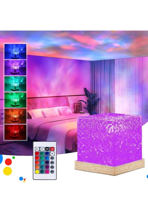 Projector Lights Ocean Wave, Romantic Warm Ocean Wave Water Night Light Projector 3D Water Wave Effect, Romantic LED Light Projector Projection Lamps Crystal Table Lamp for Bedroom Decor