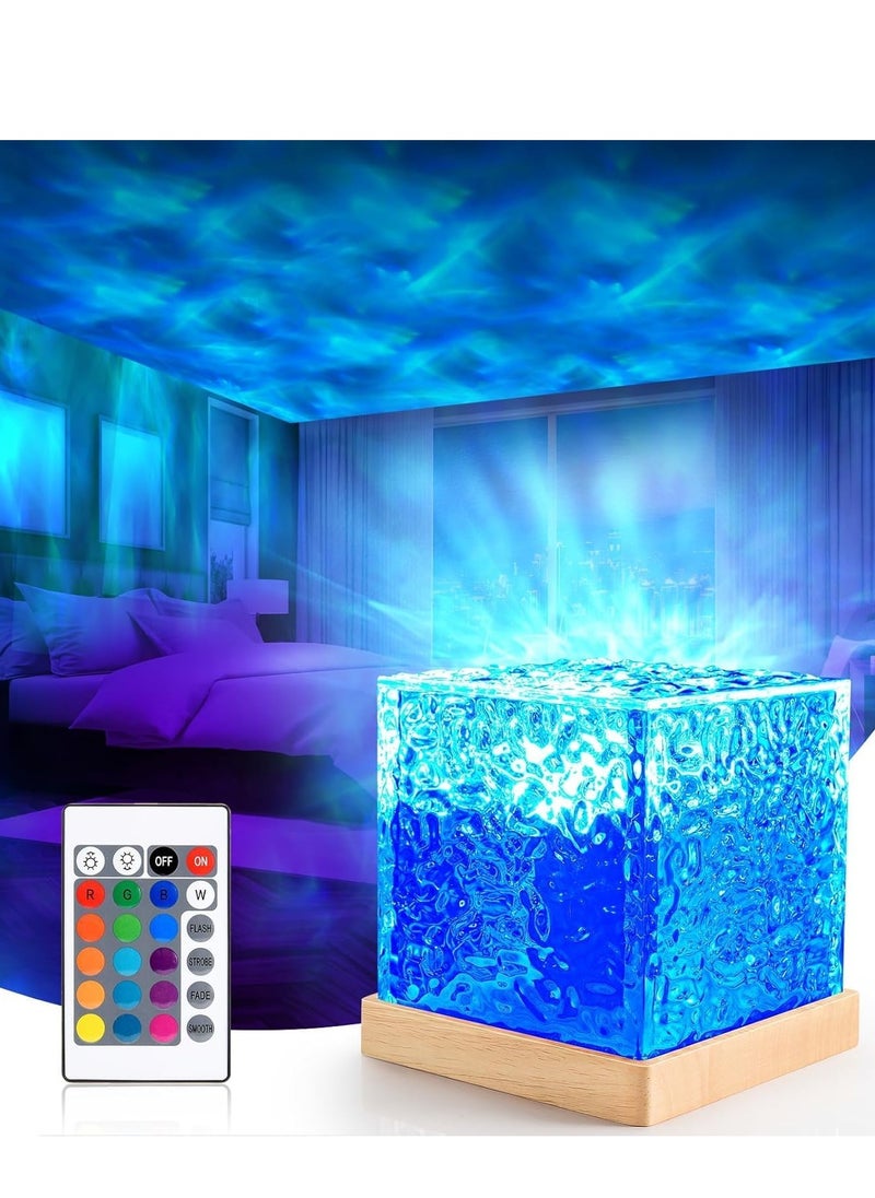 Projector Lights Ocean Wave, Romantic Warm Ocean Wave Water Night Light Projector 3D Water Wave Effect, Romantic LED Light Projector Projection Lamps Crystal Table Lamp for Bedroom Decor