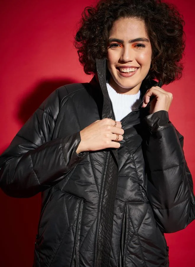 SASSAFRAS High Neck Diamond Quilt Puffer Jacket by Styli