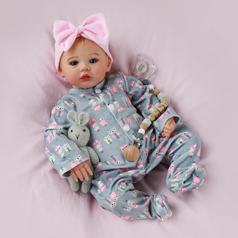 KSBD Lifelike Reborn Baby Girl - 18 inch Realistic Baby Girl Real Life Newborn Baby Dolls, Handmade Anatomically Correct Real Baby Dolls Gift Set for Kids Age 3 + - Image 1