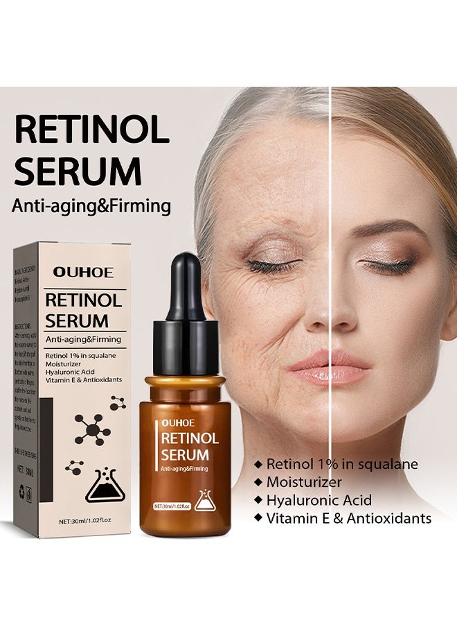 OUHOE - Anti-Aging And Firming Retinol Serum, Vitamine E And Antioxidants Hyaluronic Acid Anti-Aging Serum, Reduces Wrinkles, Fine Lines, Age Spots, Sun Spots, Anti Wrinkle Facial Serum 30ML - Image 1