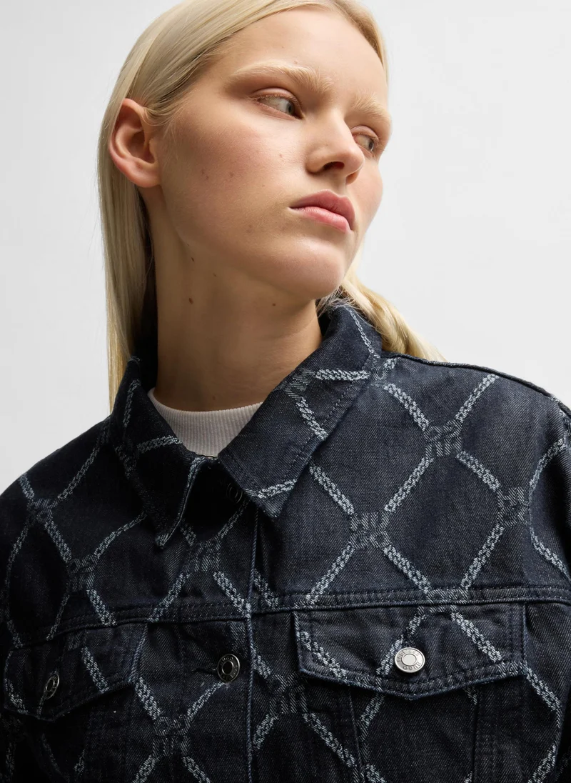 هوجو Cropped trucker jacket with stacked-logo motif