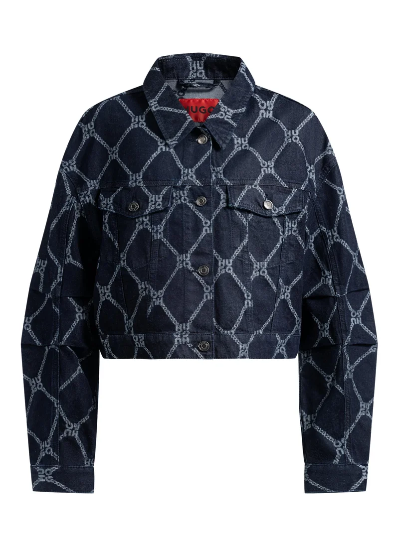 هوجو Cropped trucker jacket with stacked-logo motif