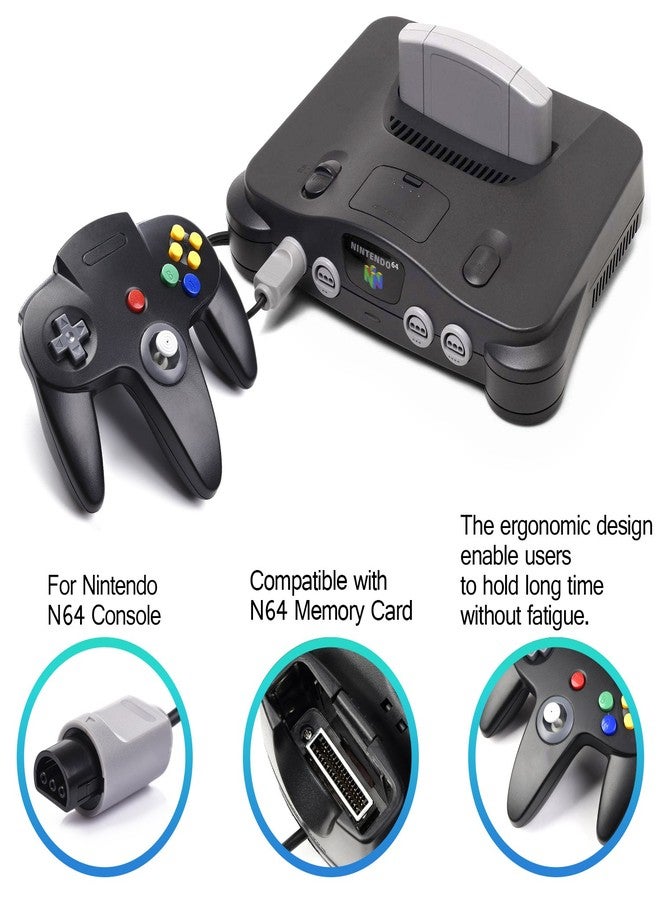 miadore 4 Pack Classic 64 Controller, Wired N64 Controllers with Upgraded Joystick (Non PC USB Version) (Black/Clear Green/Clear Blue/Clear Orange) - Image 4