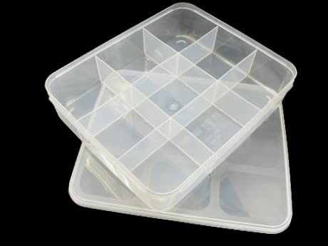 c s m C.S.M CSM Jewellery Case Organiser (CLICK-9B-2) with Partitions Transparent 9 Grids Rectangular Storage Boxes - Big Size (Pack of 2 Boxes) - Image 2