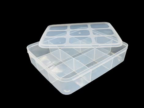 c s m C.S.M CSM Jewellery Case Organiser (CLICK-9B-2) with Partitions Transparent 9 Grids Rectangular Storage Boxes - Big Size (Pack of 2 Boxes) - Image 3