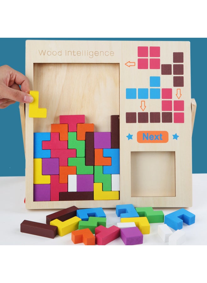 Children's Double Tetris Building Block Puzzle Early Education Educational Logic Men's And Women's 3d Puzzle Toys Wholesale-Color:Double Tetris - Image 2