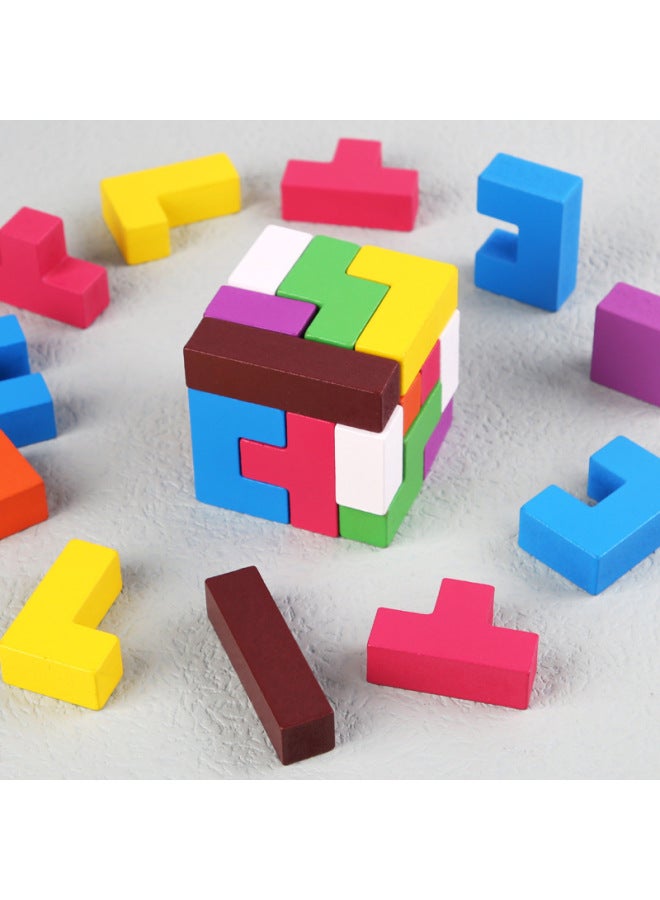 Children's Double Tetris Building Block Puzzle Early Education Educational Logic Men's And Women's 3d Puzzle Toys Wholesale-Color:Double Tetris - Image 4