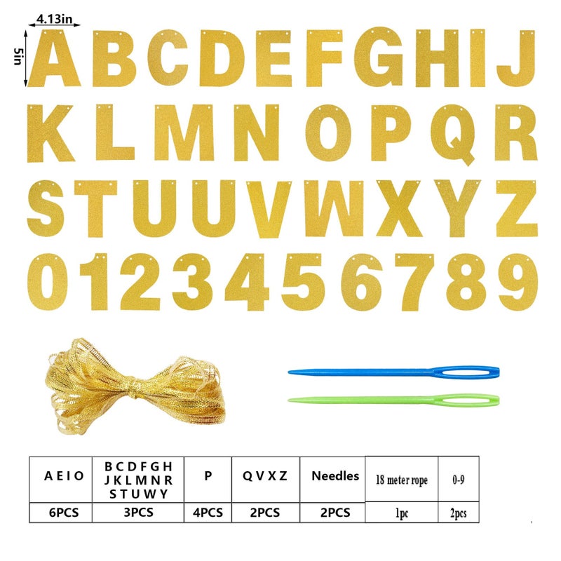 mifengda DIY Banner Kit with Letters Glitter Banner Letters Customizable Birthday Banners Graduation Banner Custom Party Hanging Banner for Graduation Wedding Party Baby Shower Decoration(Gold) - Image 2