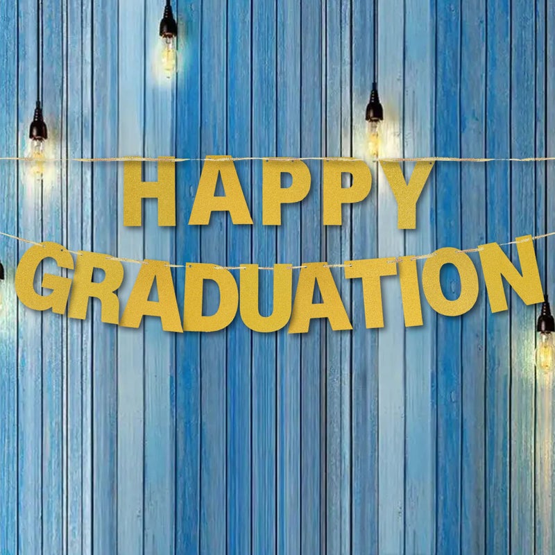 mifengda DIY Banner Kit with Letters Glitter Banner Letters Customizable Birthday Banners Graduation Banner Custom Party Hanging Banner for Graduation Wedding Party Baby Shower Decoration(Gold) - Image 5