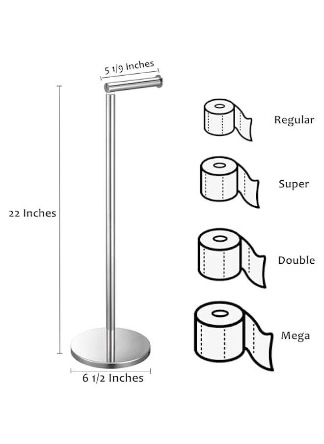 HOOKOR Bathroom Free Standing Toilet Paper Holder Stand 5 Paper Rolls,Finished Stainless Steel Rustproof Tissue Roll Holder Floor Stand Storage for Bathroom (Brushed Nickel)  - Image 3