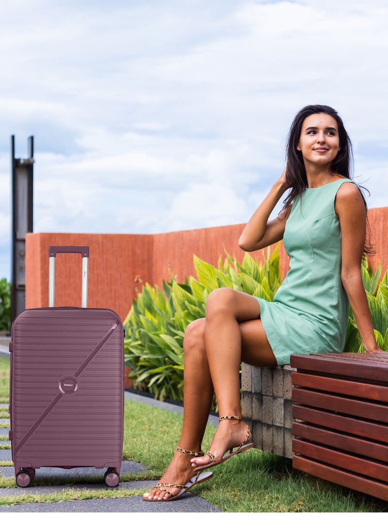 SENATOR Unisex Expandable Hard Case Luggage Lightweight PP Fashion Trolley Luggage with 4 Double Spinner Wheel and Safe Zippers KH1006-Purple - Image 2